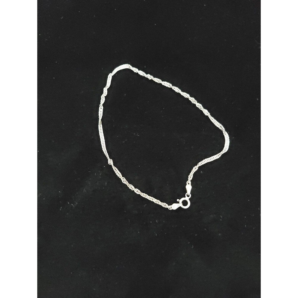 Vintage Sterling Silver Large Ankle Bracelet Twist Chain 925 Italy 10" Signed Y